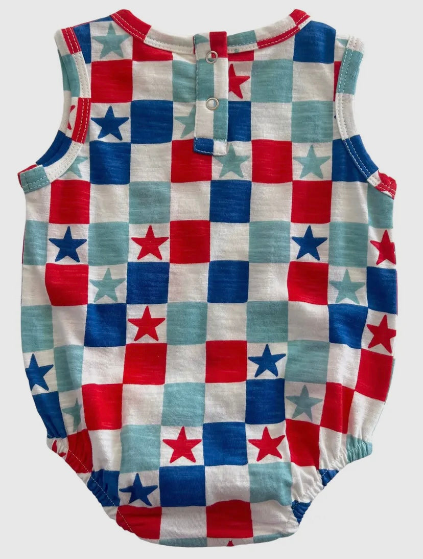 Red, White & Blue Checkerboard/ Organic Dune Bubble