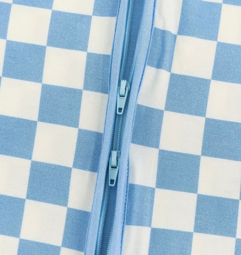 Blue Checkered Bamboo Romper