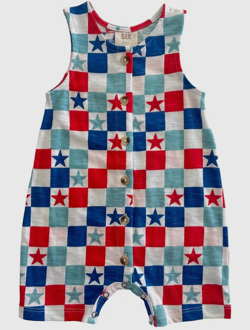 Red, White & Blue Checkerboard/ Organic Bay Shortie