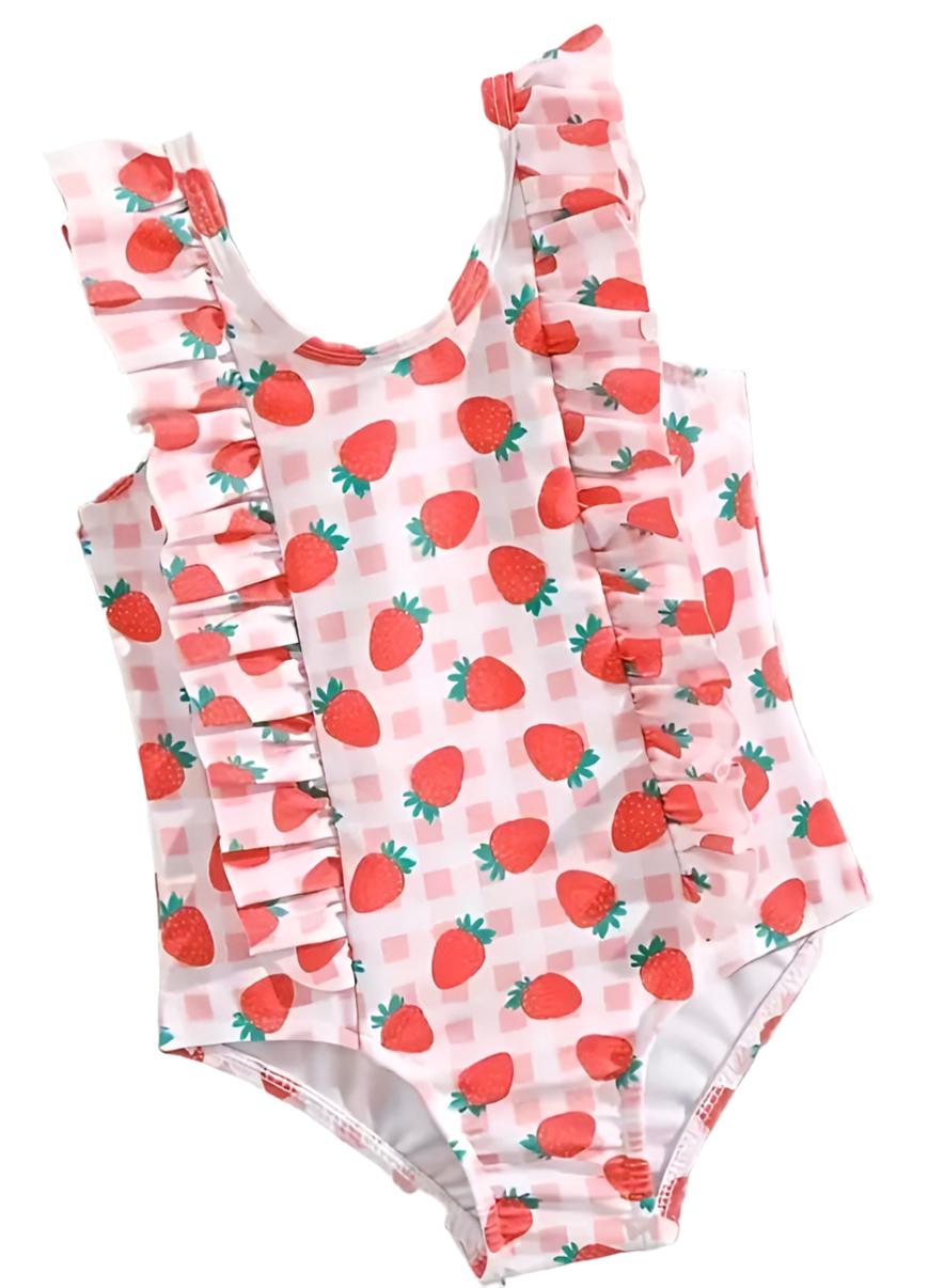 Girl’s Strawberry Ruffled Swimsuit