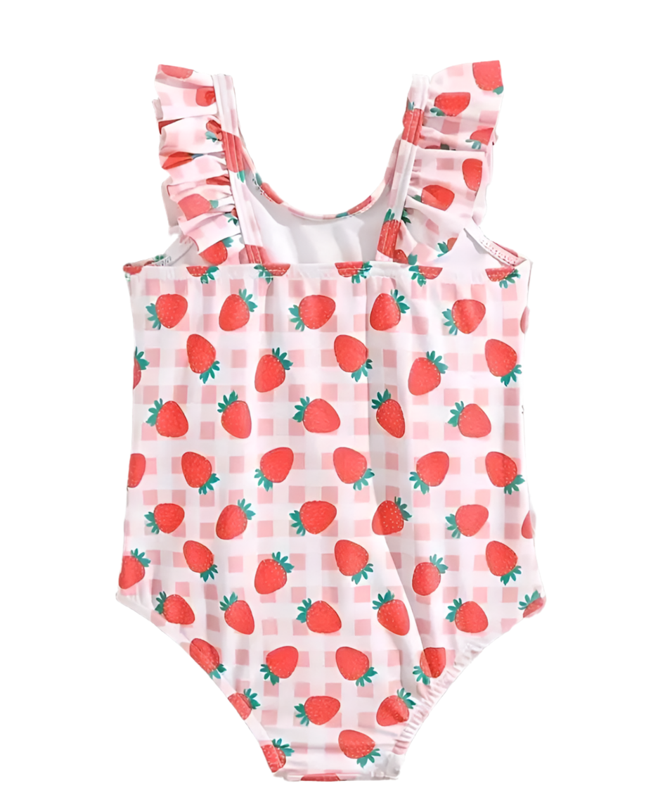 Girl’s Strawberry Ruffled Swimsuit