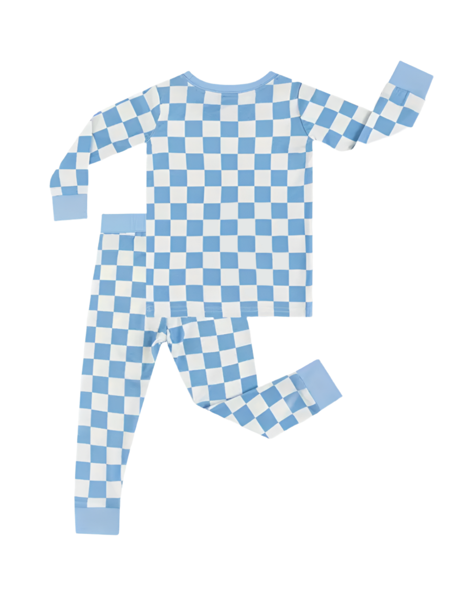 Blue Checkered Bamboo Set