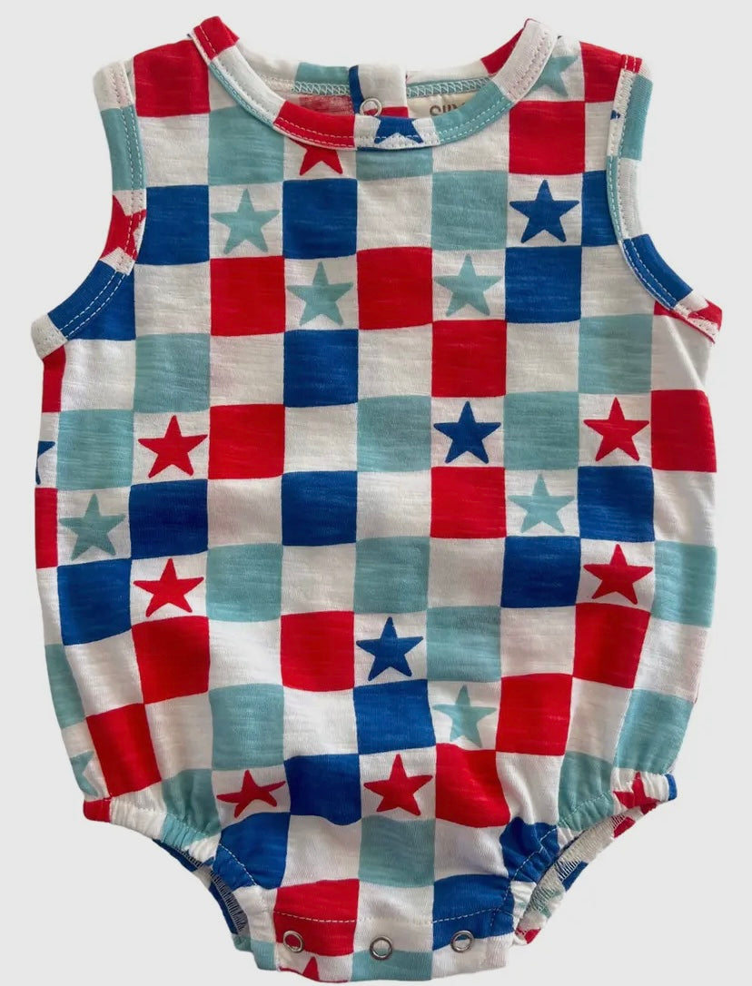 Red, White & Blue Checkerboard/ Organic Dune Bubble