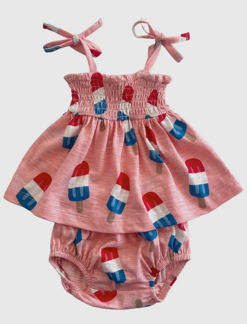 Popsicle Pink/ Organic Smocked Set